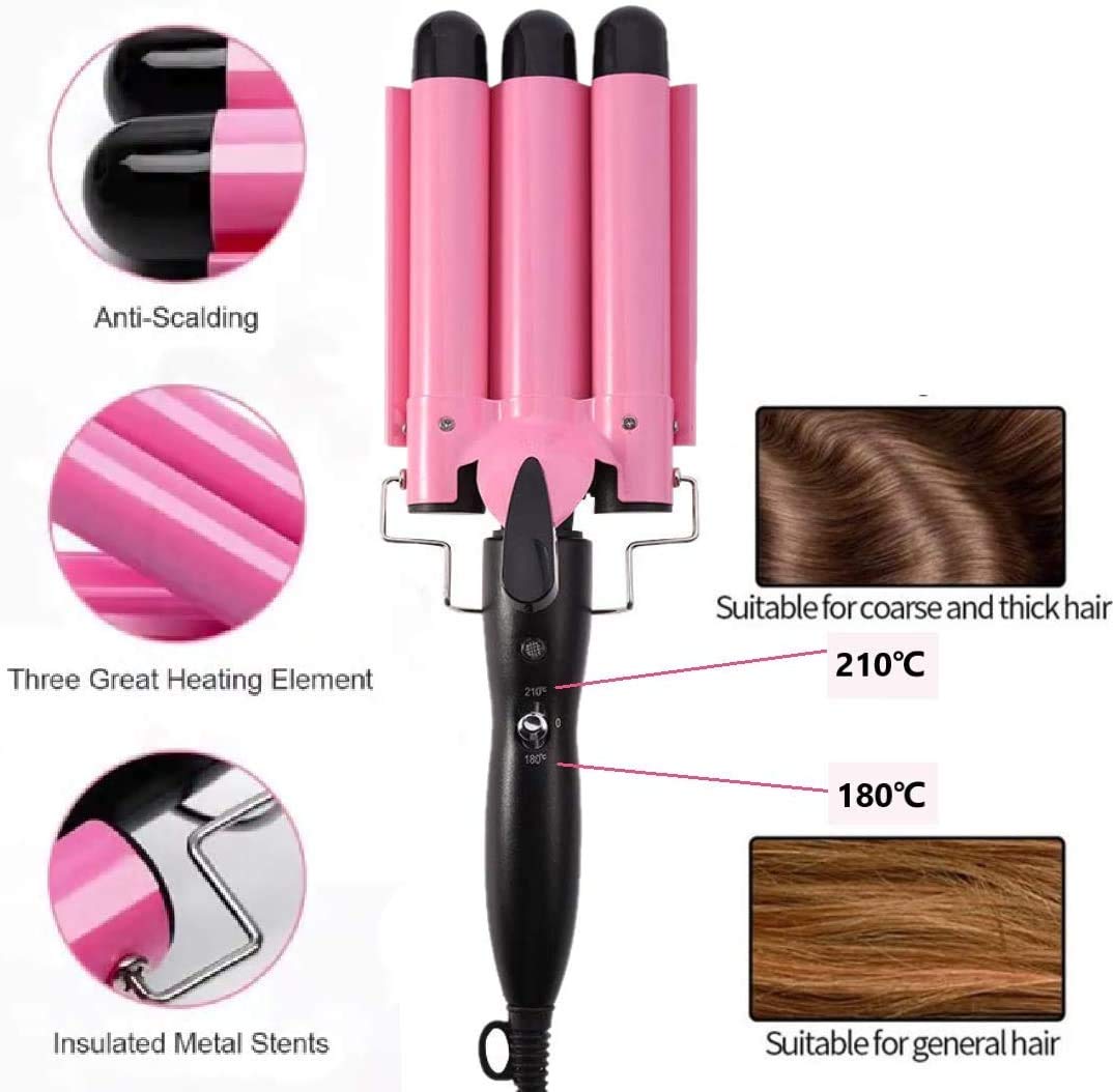 Electric 25mm 3 barriles Curling Hierro Hair Waver Curler de pelo